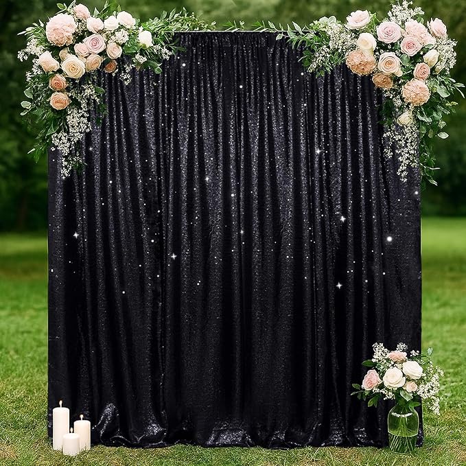 SquarePie Sequin Backdrop Less Transparent Background Sparkly Curtain for Wed...