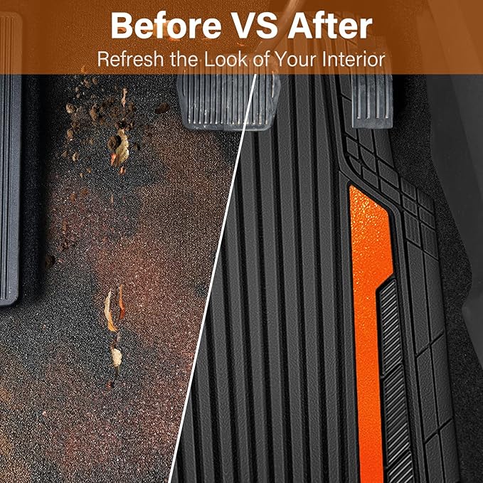 CAR PASS Heavy Duty Rubber Car Mats Metallic, Aluminum Film All Weather Floor...