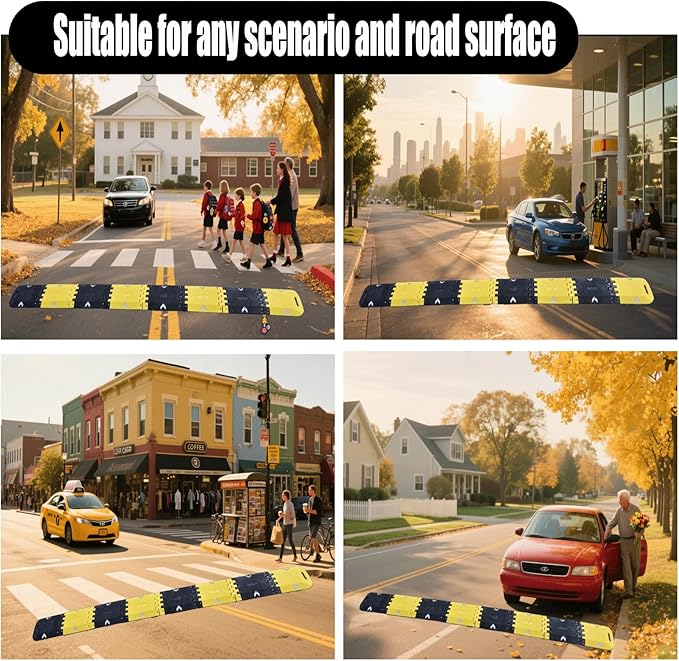 Portable Vehicle Traffic Speed Bump 118"×10"×1"Yellow-Black Re...