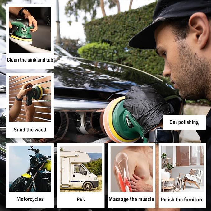 BATOCA - Cordless Car Buffer Polisher - 2pcs 2.0Ah 12V Lithium-ion Rechargeable