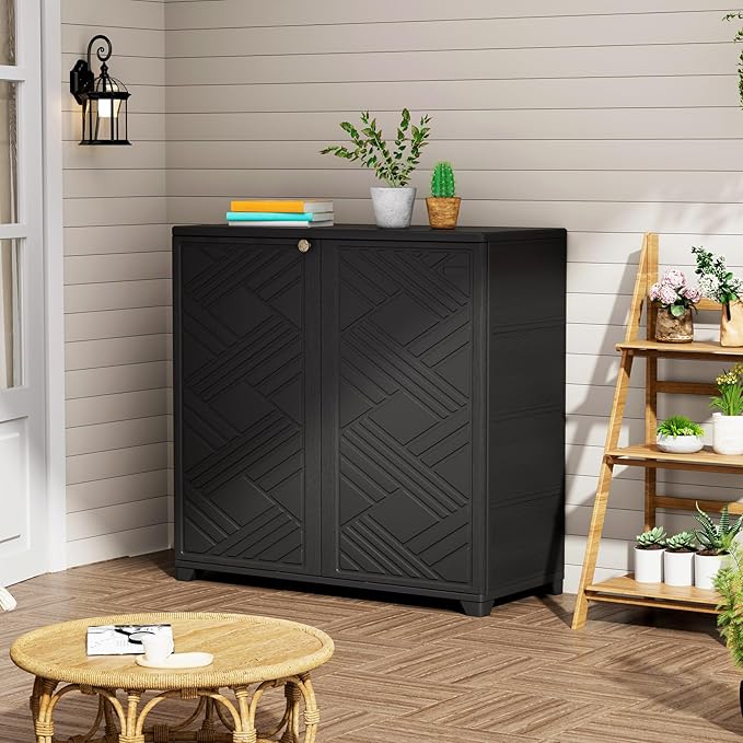 ZZM Indoor/Outdoor Storage Cabinet Waterproof, All Weather Outdoor Storage