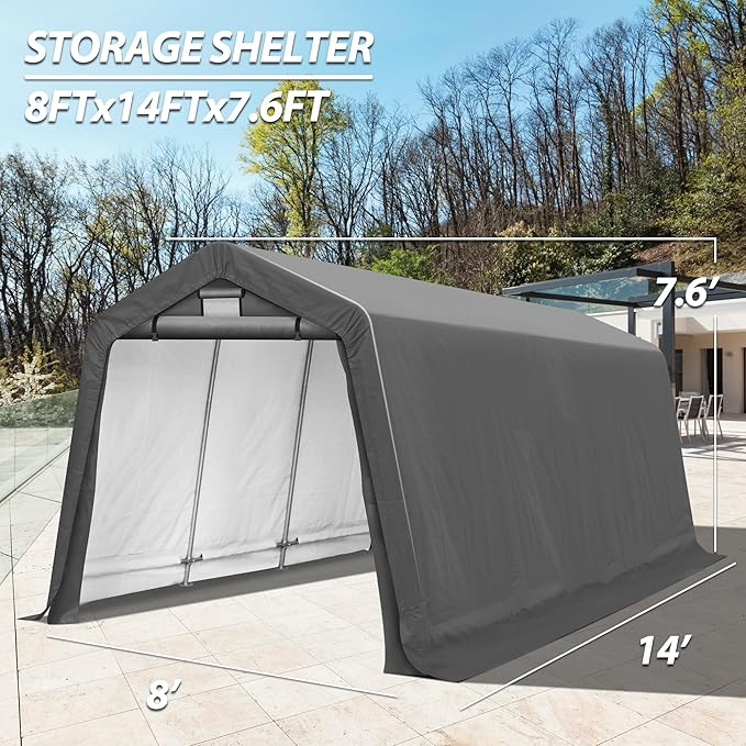 8' x 14' Outdoor Storage Shelter Shed, Portable Storage Shed Heavy Duty