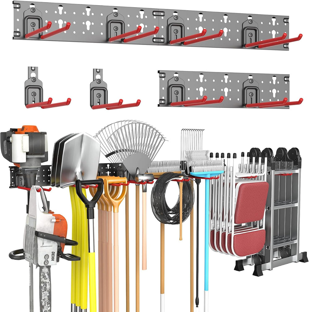 TORACK Garden Tool Organizer Wall Mounted, Folding Chair Storage Rack