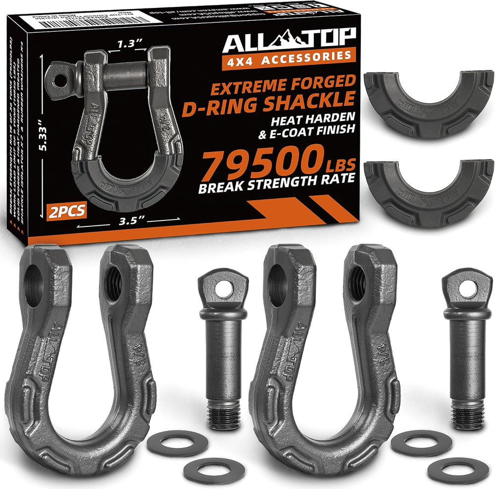 ALL-TOP D Ring Shackle (2 Pack) 3/4" Fully Forged with 7/8 Pin, 79500Lbs...