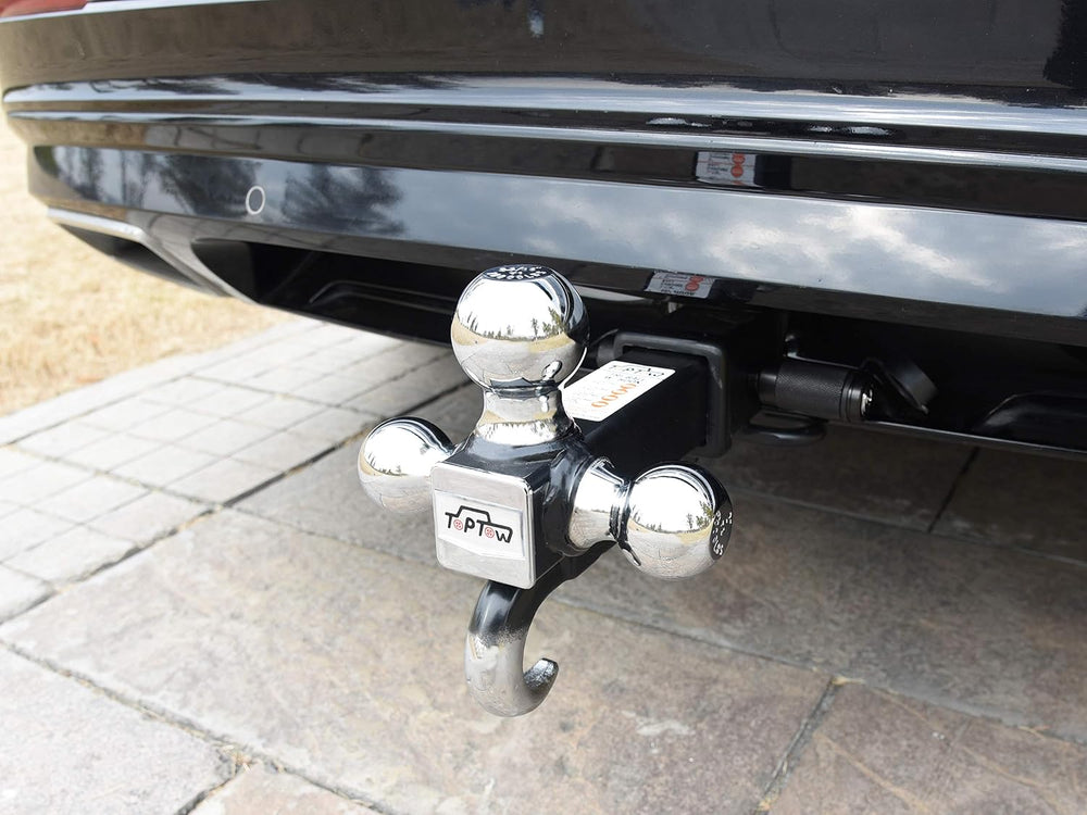 TOPTOW 64180 Trailer Receiver Hitch Triple Ball Mount with Hook, Chrome Balls...