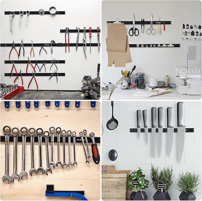 12" 18" 24" Magnetic Tool Holder Strip, Metal Tool Organizer Rack
