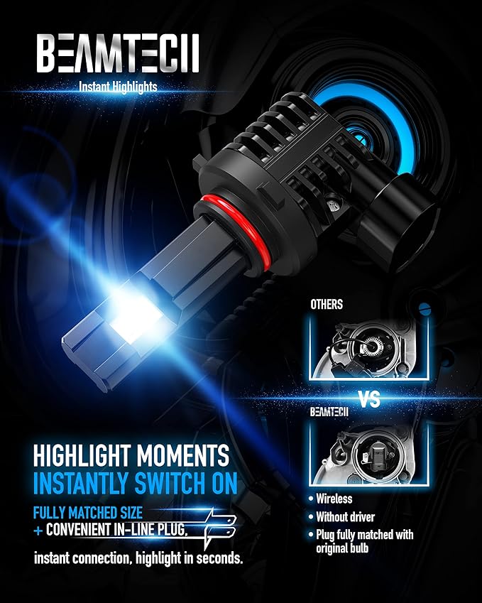 BEAMTECH 9005 Fog Light Bulb, HB3 Fog Bulb 6500K Fog Light or ATV UTV Off Roa...