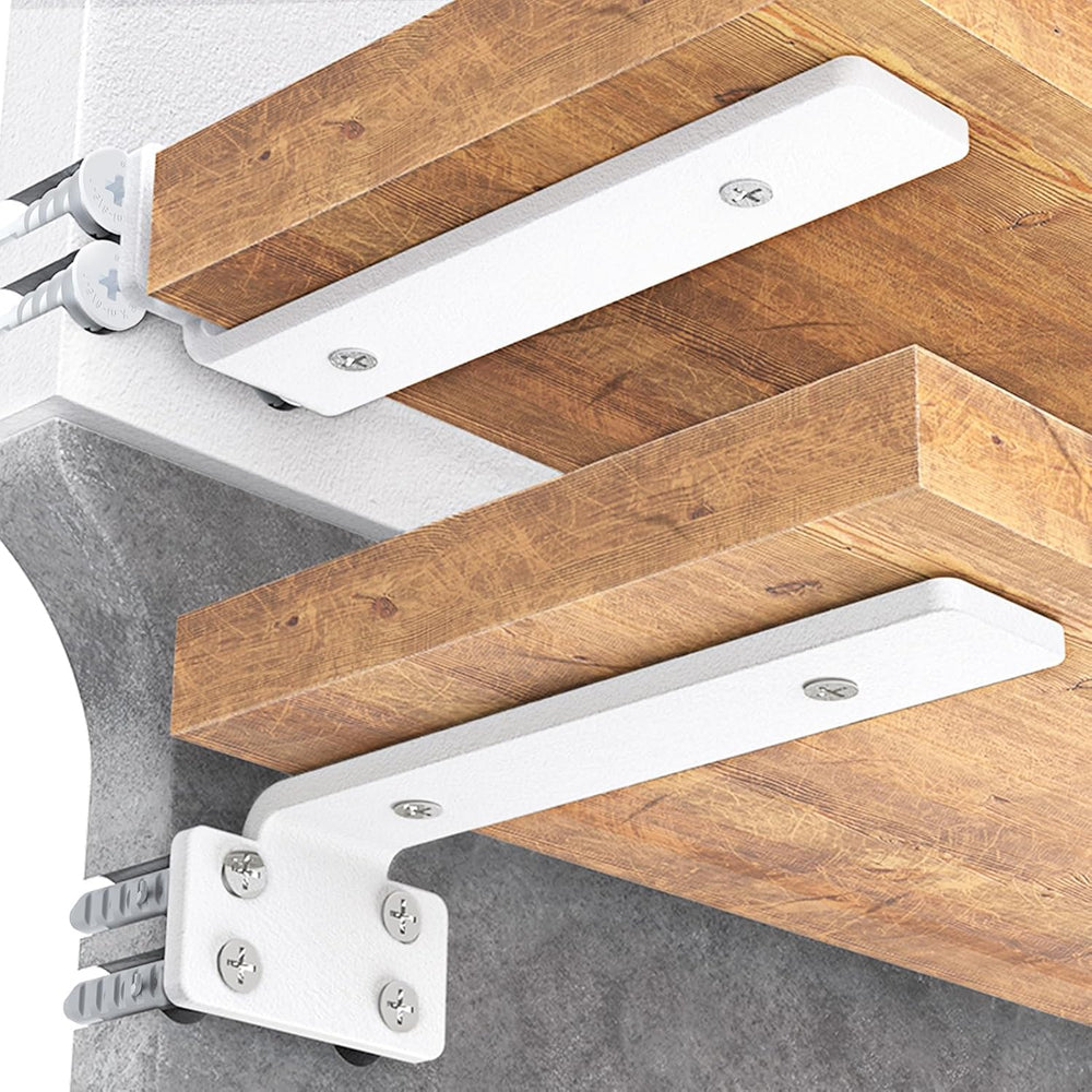 Goovilla Shelf Bracket, Floating Shelf Brackets 10 inch Long, 6 Pack, White
