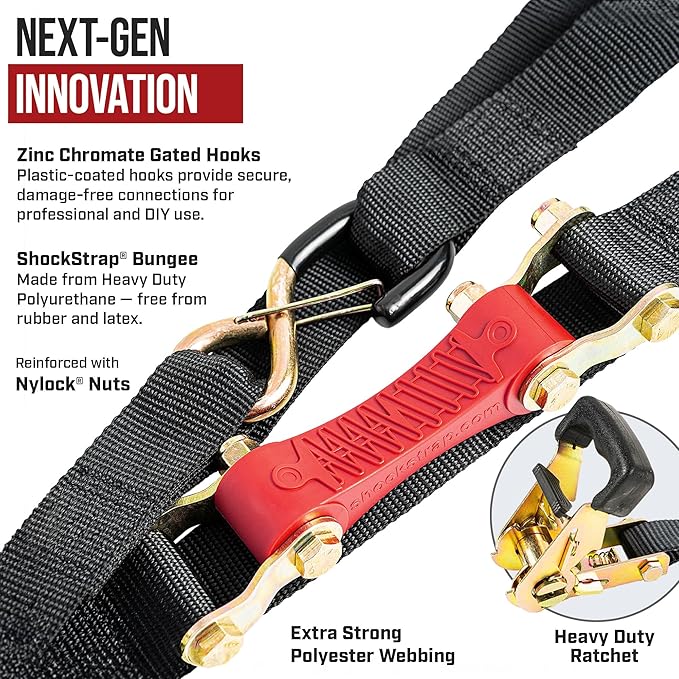 Ratchet Strap, 500 LB WLL / 1, 500 LB Break Strength (2-Pack)