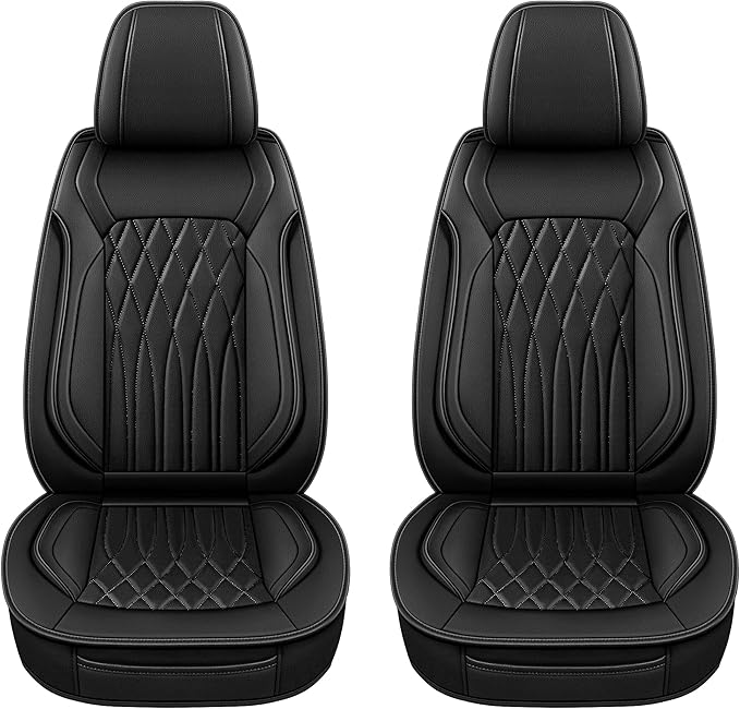 Pariitadin Leather Car Seat Covers Front Pair, Waterproof Faux Leather Seat