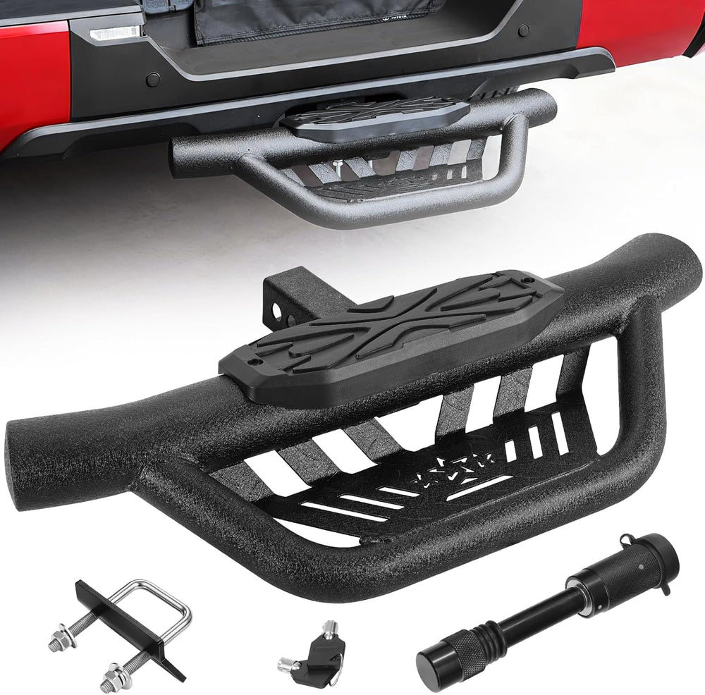 Double Layer Tow Hitch Step for 2" Hitch Receiver, Carbon Steel with Dua...