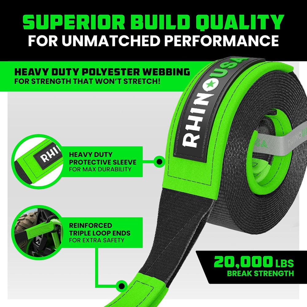 Rhino USA Offroad Recovery Tow Strap (2in x 20ft) - 20,024lb for UTV/ATV