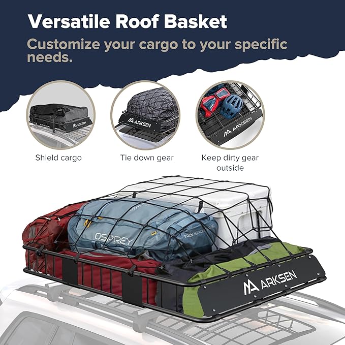 ARKSEN 64 x 50 x 6 Inch Universal Extra Wide 150LB Heavy Duty Roof Rack Cargo