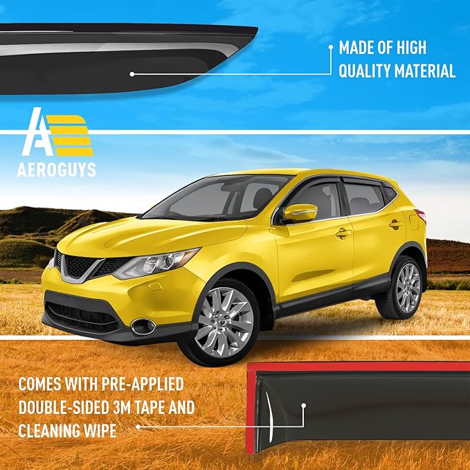 Extra Durable Window Deflectors Tape-On Window Visors Rain Guards Fit (6pcs)