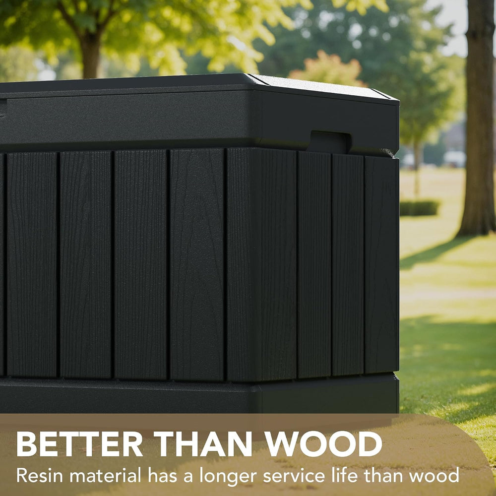 Devoko 85 Gallon Deck Box Lockable Resin Outdoor Storage Box waterproof Outdo...