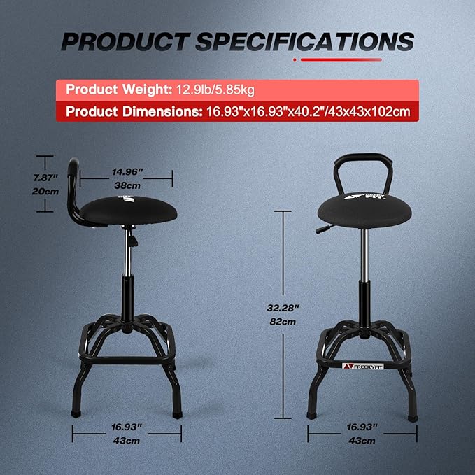 Garage Stool, Adjustable Height Swivel Work Mechanic Shop Stool