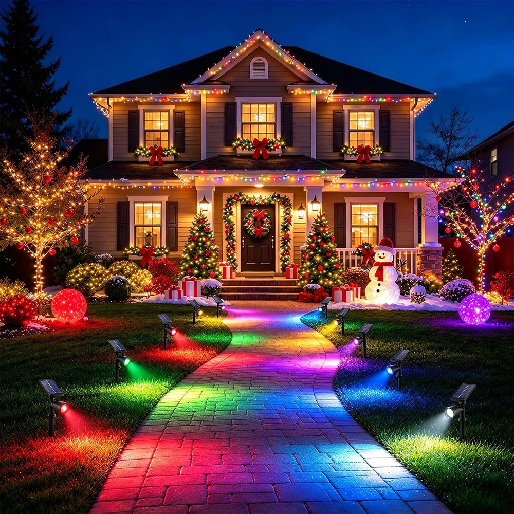 Solar Spot Lights Outdoor Waterproof,8 Modes RGB Halloween Spotlights 6Pack