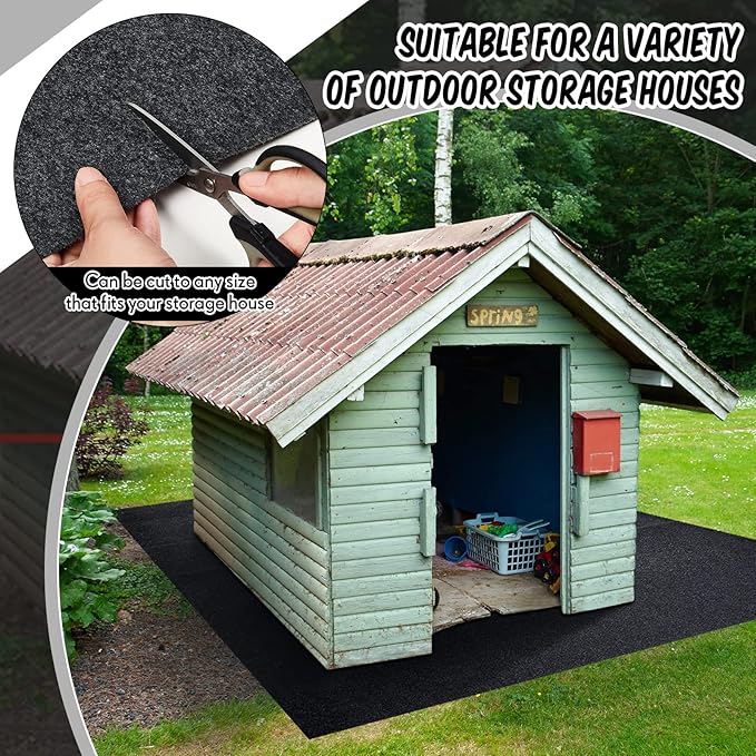 Haull Waterproof Outdoor Storage Shed Mat, 10x10 ft, Felt Surface, Non Slip