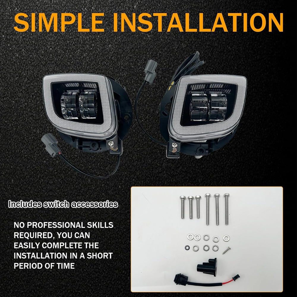 Pair LED Motorcycle Fog Lights Assembly with DRL Turn signal for Honda GoldWi...