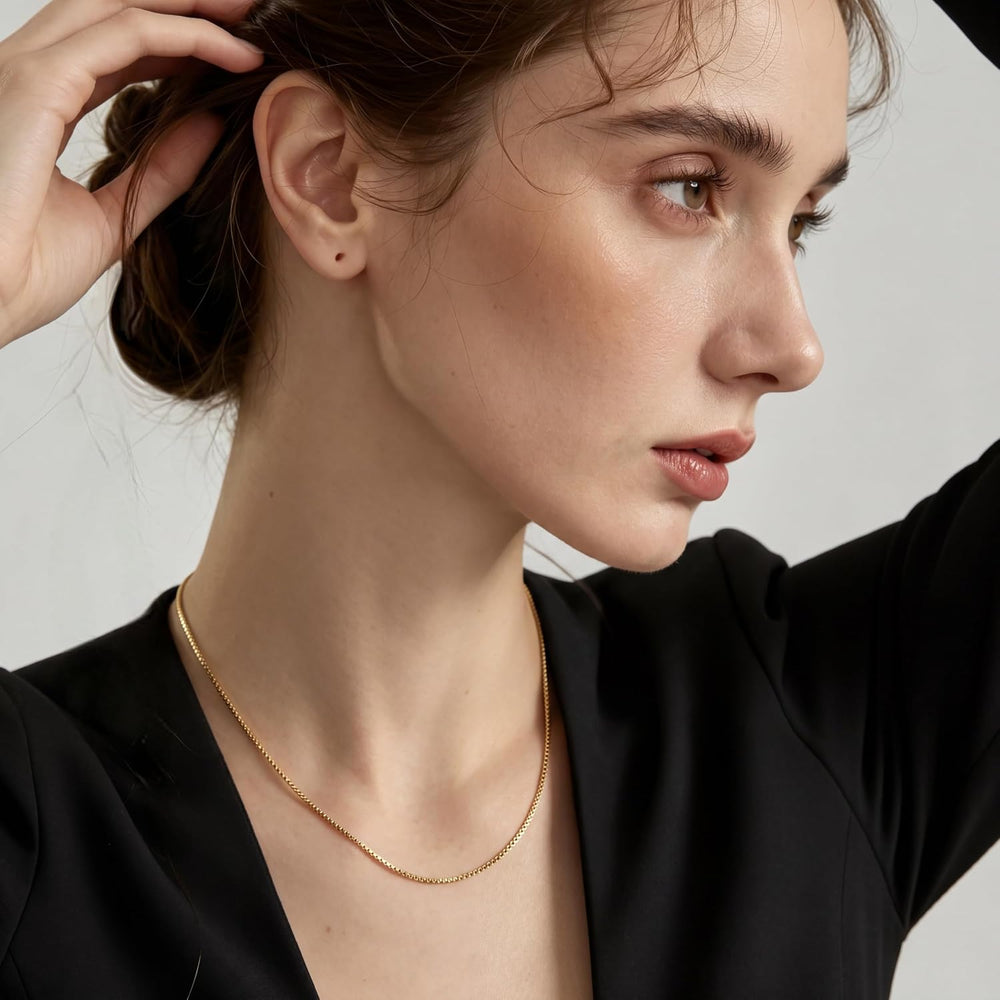 14K Gold Necklaces for Women Gold Box Chain Gold Chain for Women