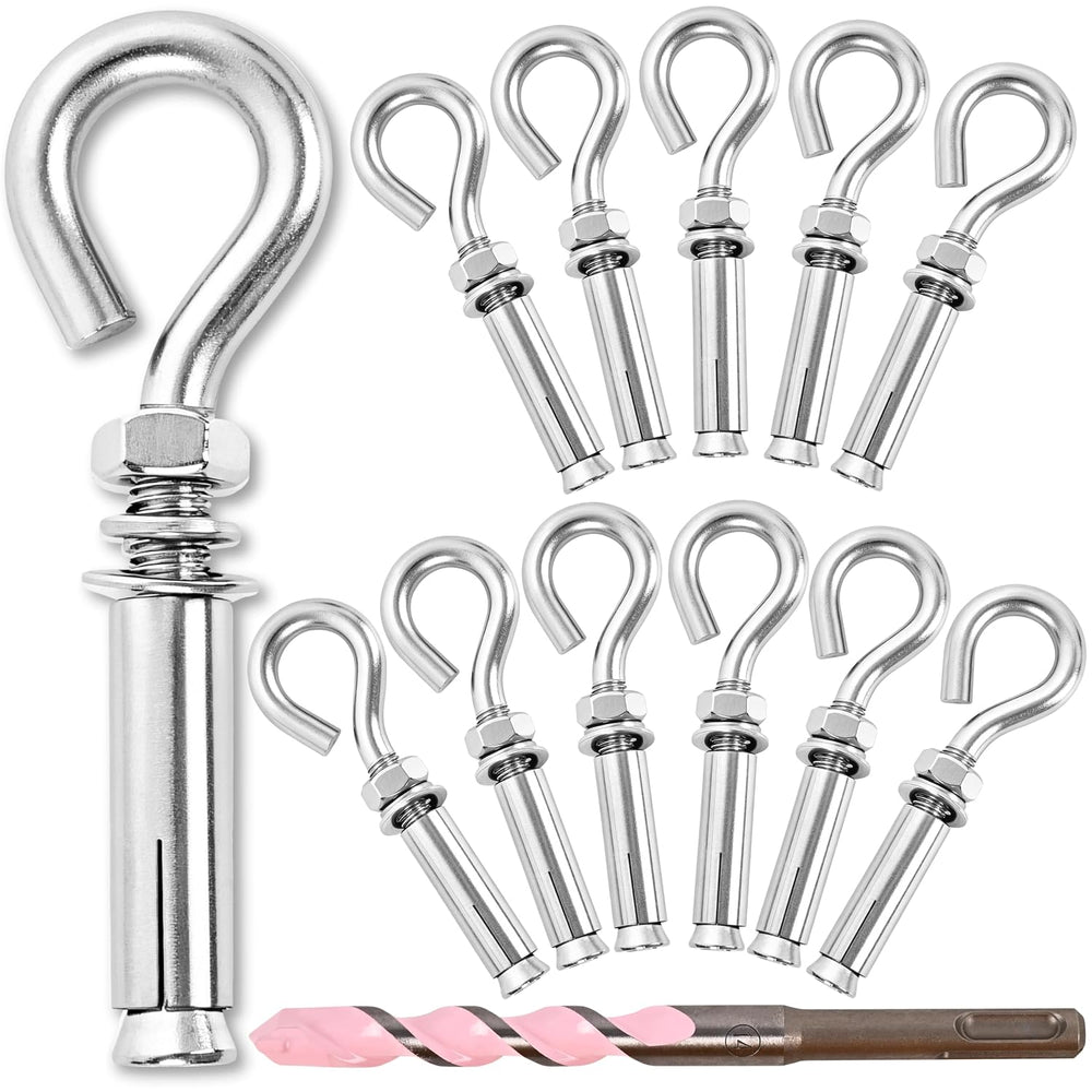 12 Pack 3/8" X 4-1/2" 304 Stainless Steel Concrete Eye Bolt Anchors