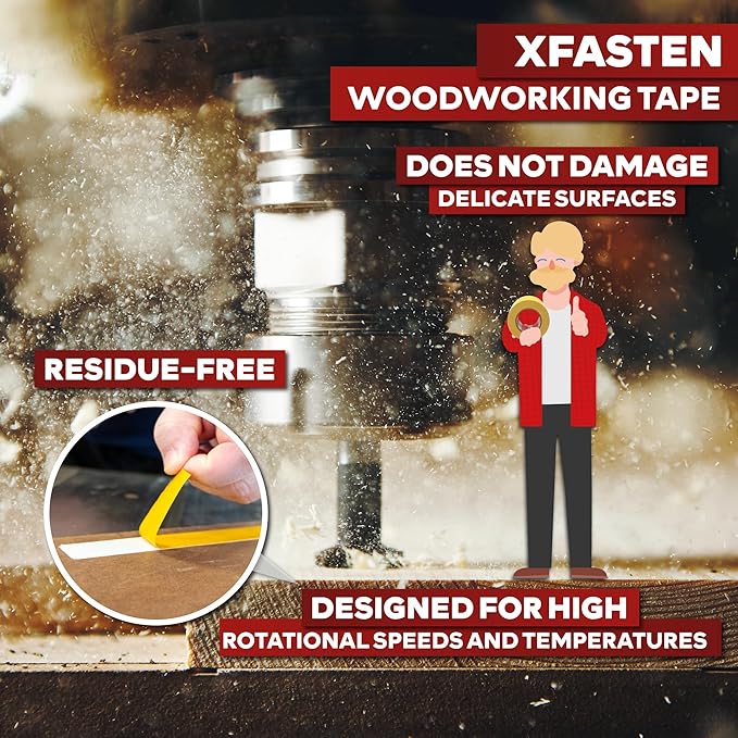 XFasten Bulk Double Sided Woodworking Tape 1-inch, 592 Feet Total Residue-Fre...