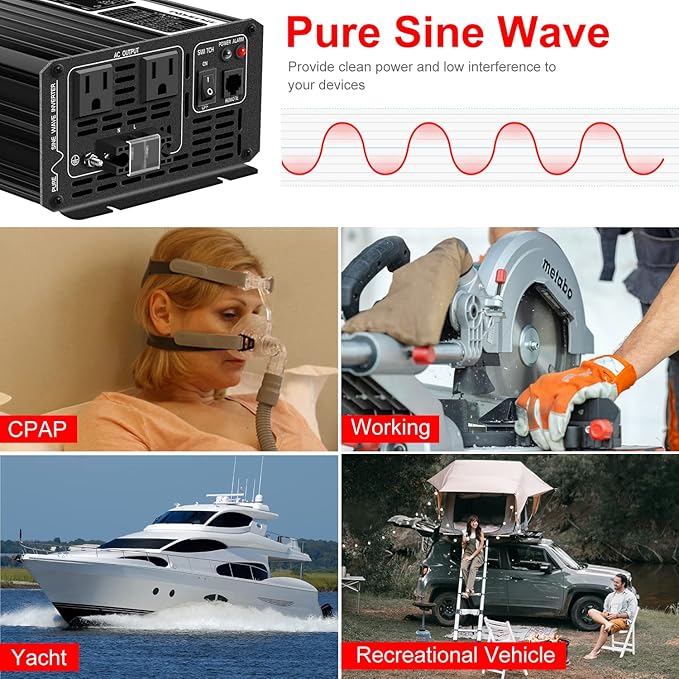 Xijia 3000W Pure Sine Wave Inverter DC 72V to AC 120V 60HZ Solar Converter