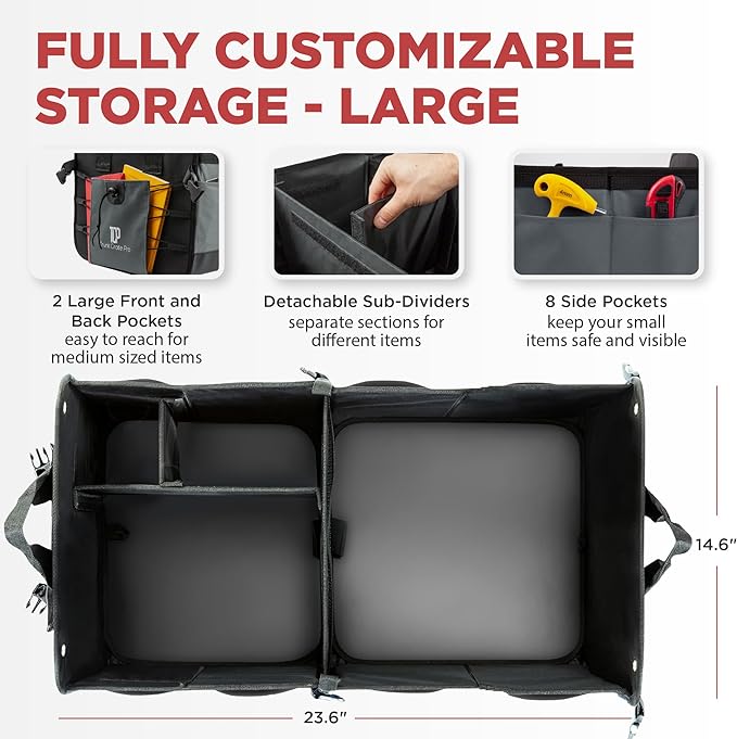 TRUNKCRATEPRO Trunk Organizer For Car, Truck | Premium Adjustable Multi
