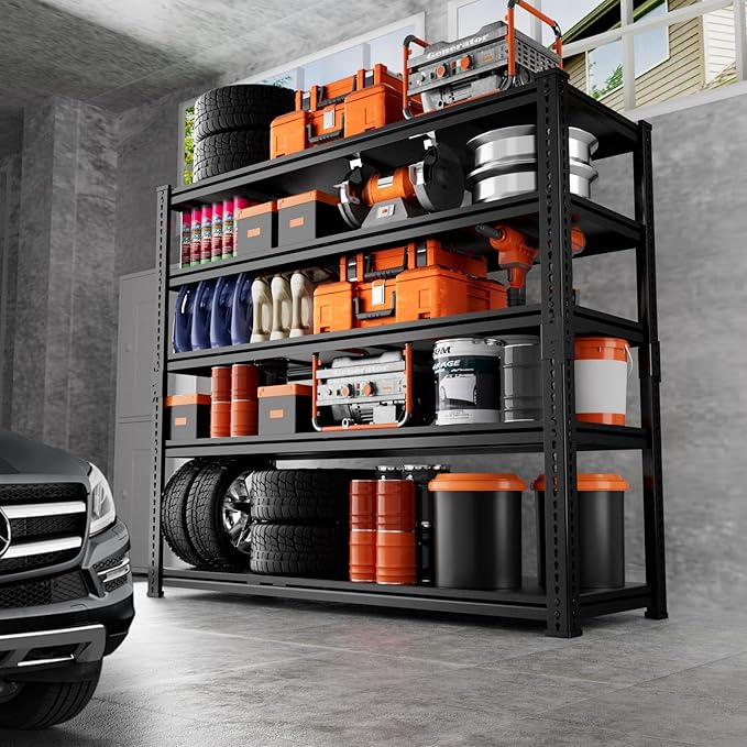 Storage Shelves Heavy Duty 4 PCS, 5-tier Adjustable Metal Industrial Utility