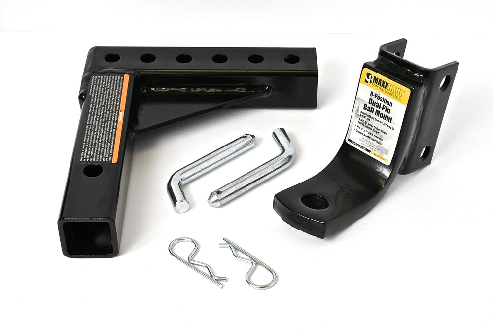 MaxxHaul Adjustable Ball Mount, 5,000 lb Towing Capacity with 8‑Position Heig...