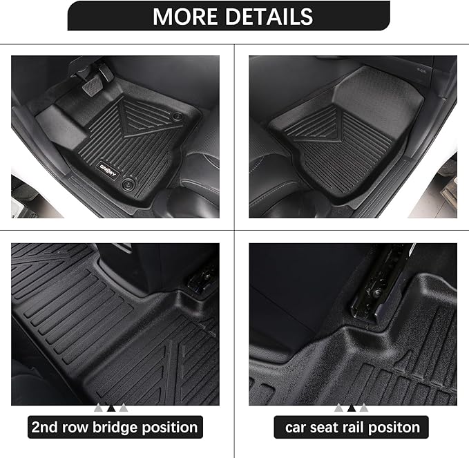 GINOWY-Floor Mats for Honda Ridgeline 2017-2023 2024 2025, TPE All Weather