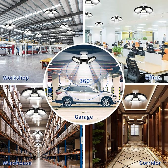 LED Garage Light 120W Deformable LED Ceiling Lights 18000 Lumens Led Shop Lights