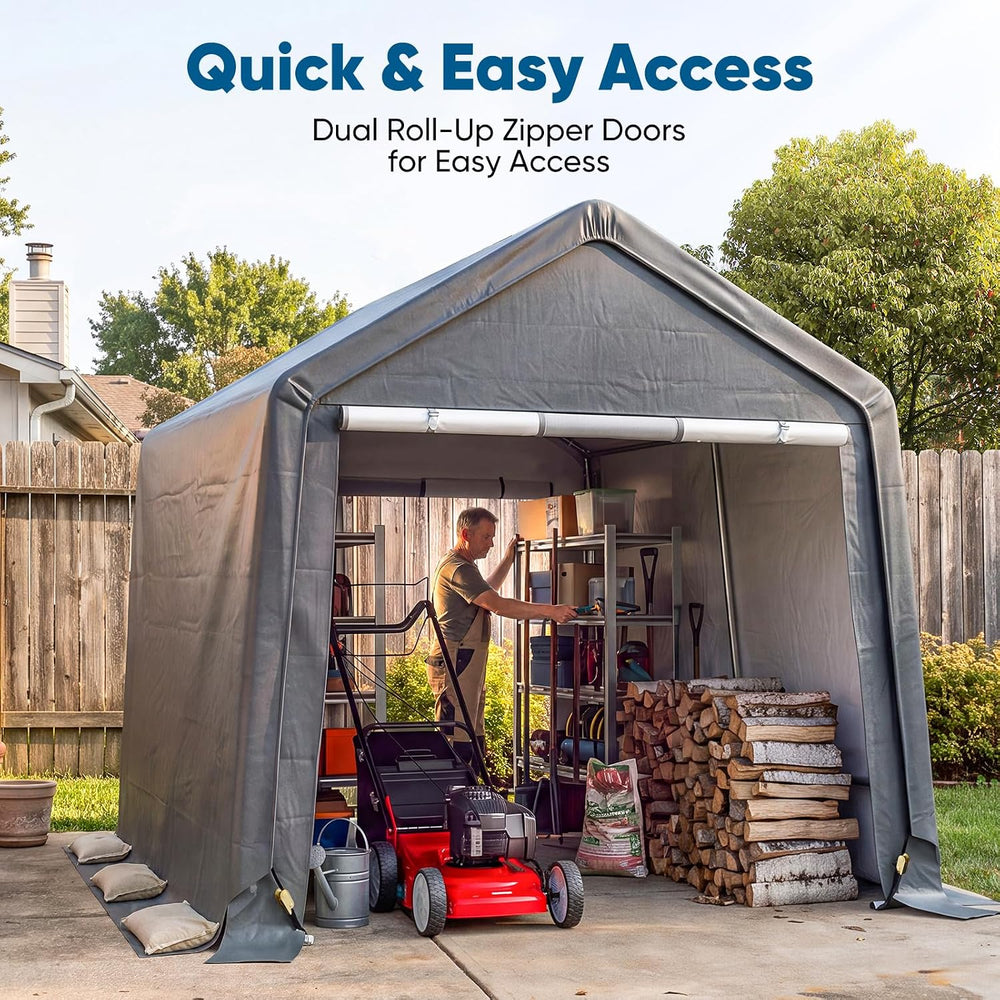 Quictent Heavy Duty 8x14FT Carport Storage Shelter with Roll-Up Door&Vents