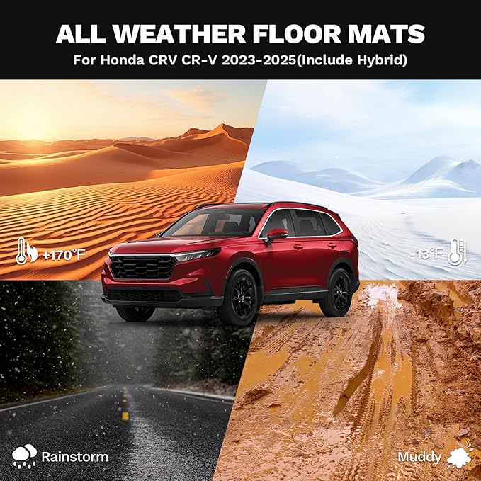 Powerty Floor Mats for Honda CR-V 2023 2024 2025 Accessories All Weather Car