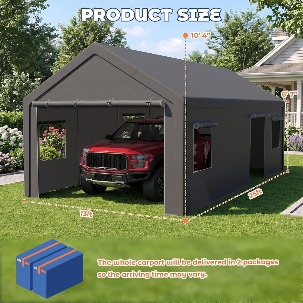13x25 FT Heavy Duty Carport, Portable Garage Car Ports