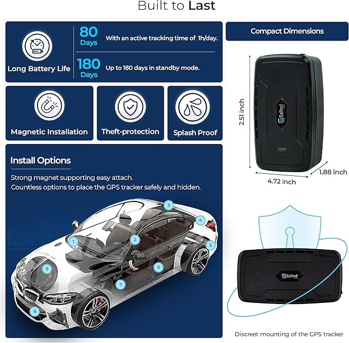 SALIND GPS Magnetic, Motorcycles & Trucks, Car Tracker Device