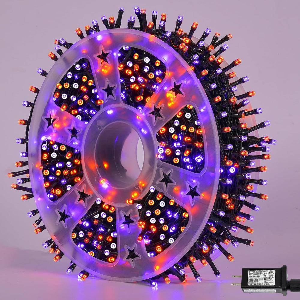 QITONG 165ft 500 LED Orange and Purple Halloween Lights Outdoor Waterproof, S...