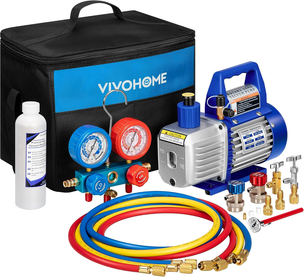 VIVOHOME 110V 1/4 HP 3.5CFM Single Stage Rotary Vane Air Vacuum Pump and AC M...