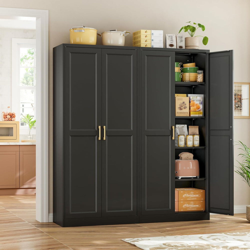 71"Tall Metal Kitchen Pantry Storage Cabinet with Doors& 4 Shelves