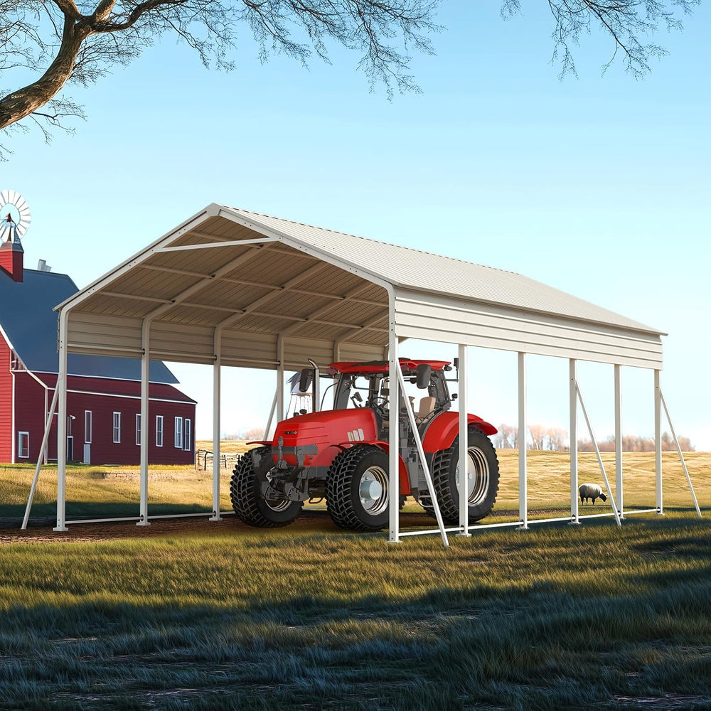 ADVANCE OUTDOOR 13x26 FT Heavy Duty Metal Carport with Vertical Roof, Pre-Dri...