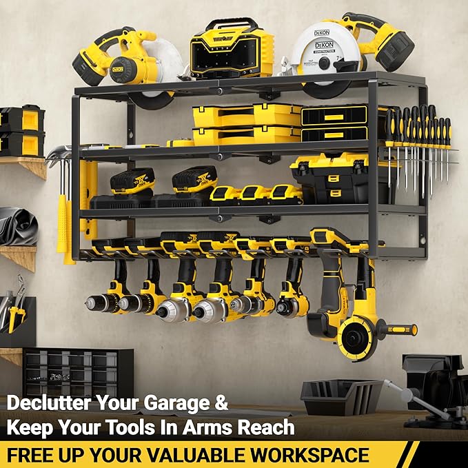 YYR 4 Layer Power Tool Organizer Wall Mount, Cordless Drill Hanger Storage Rack