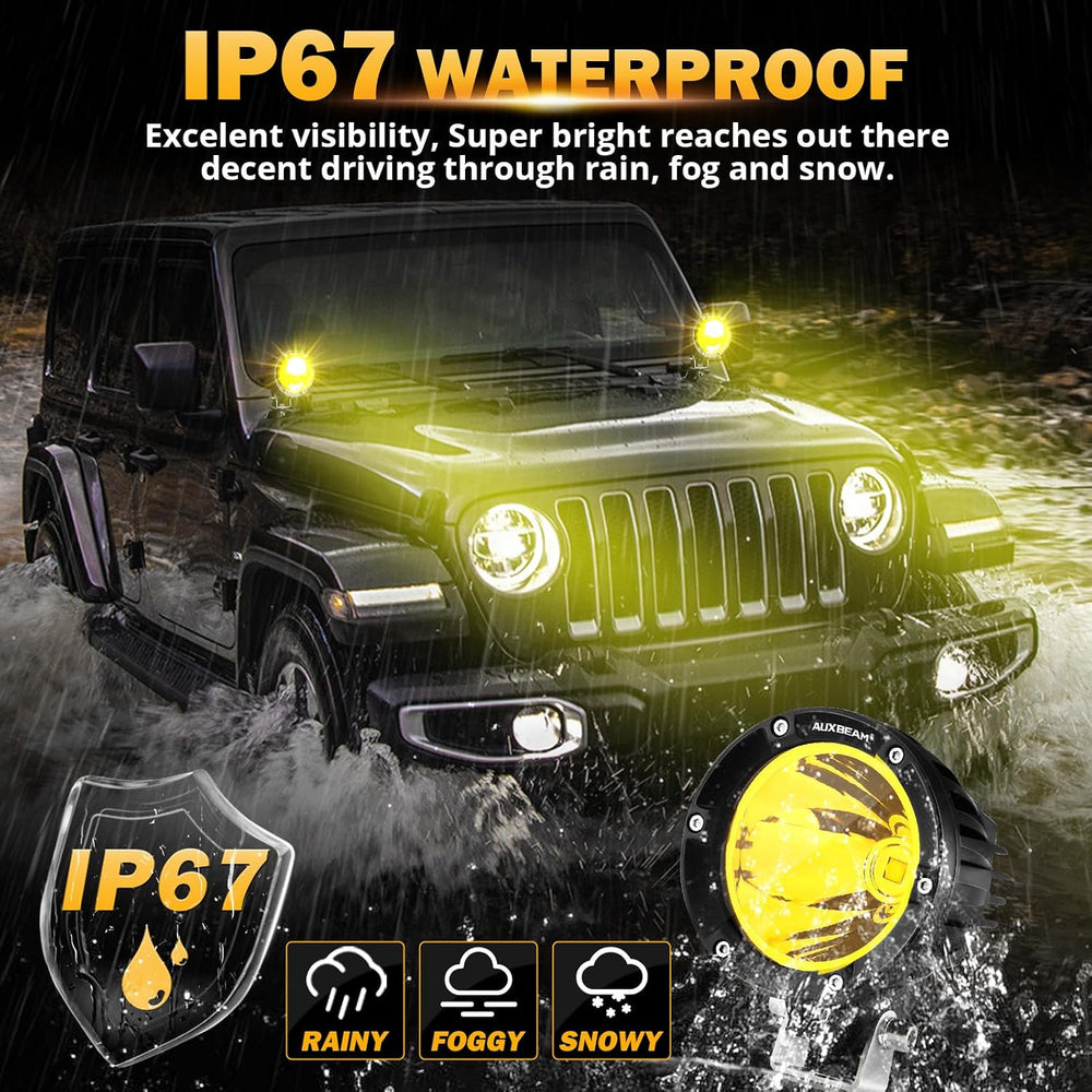 Auxbeam C4 Series 4In 72W LED Light Pod, Amber Round Spot Offroad Fog Light