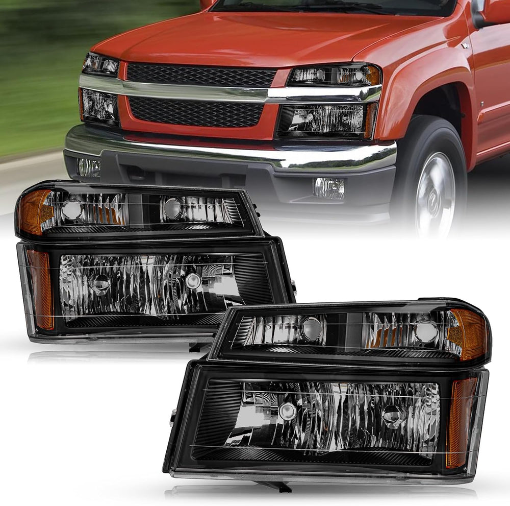 TUSDAR 4pcs Headlight Assembly Set Replacement for 2004-2012 Chevy Colorado/G...