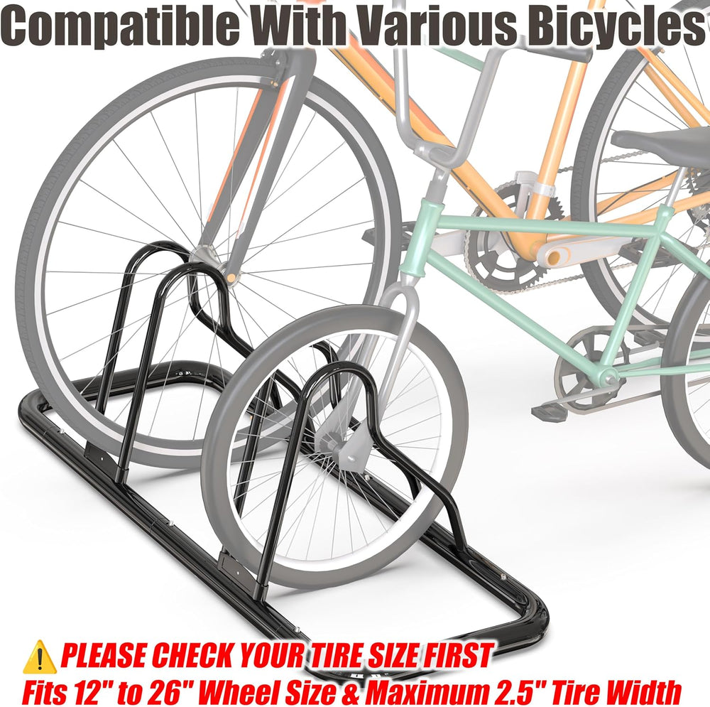 Simple Houseware 2-Bike Adjustable Floor Storage Rack for Garage, Black
