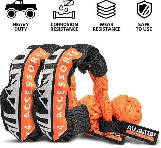 ALL-TOP Synthetic Soft Shackle Rope 1/2in x 22in UHMWPE Recovery Tow Shackles...