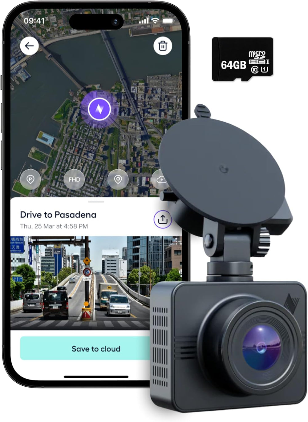 Nexar Beam GPS Dash Cam - 1 Year Nexar App Subscription Included - Unlimited ...