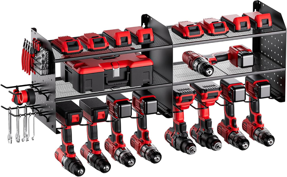TRZZ 2-in-1 Power Tool Organizer Wall Mount, 3-Layer Drill Holder