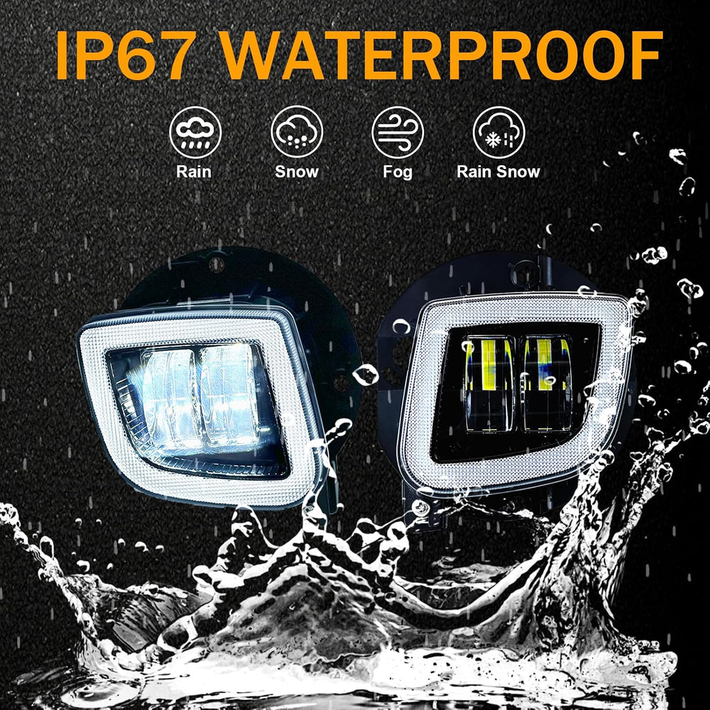 Pair LED Motorcycle Fog Lights Assembly with DRL Turn signal for Honda GoldWi...