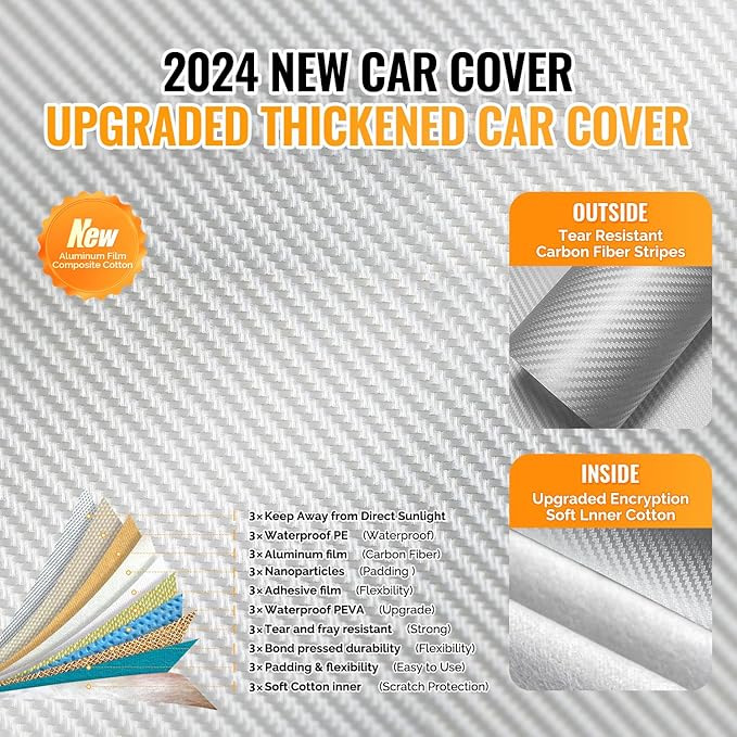 30 Layers Car Cover for Automobiles All Weather Waterproof, Outdoor Snowproof