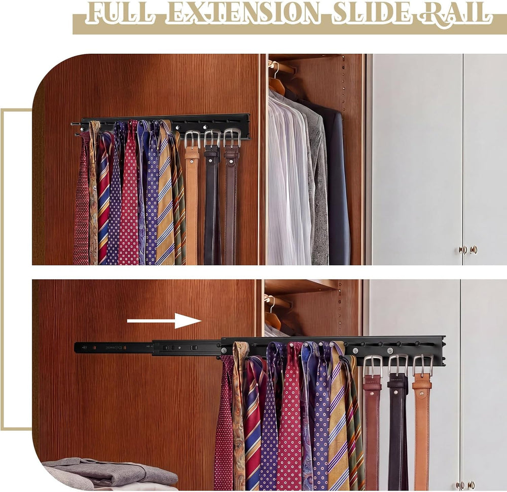 Blulu 2 Pcs 13.8'' Sliding Tie Rack Hangers for Closet, 25 Tie Each, ...